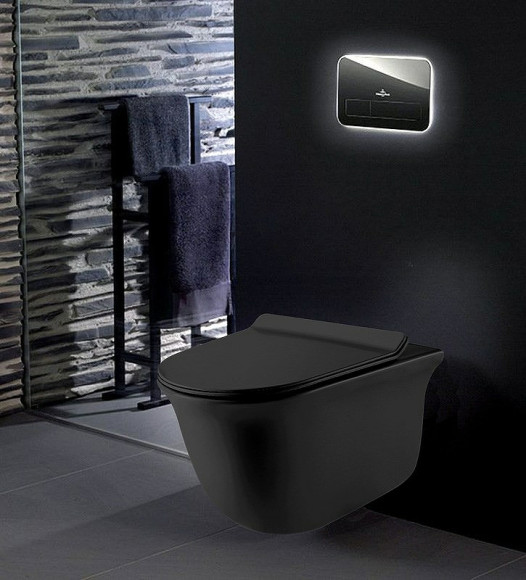 Унитаз Grossman GR-4412BMS подвесной Черный матовый с сиденьем Микролифт Унитаз Grossman GR-4412BMS подвесной Черный матовый с сиденьем Микролифт