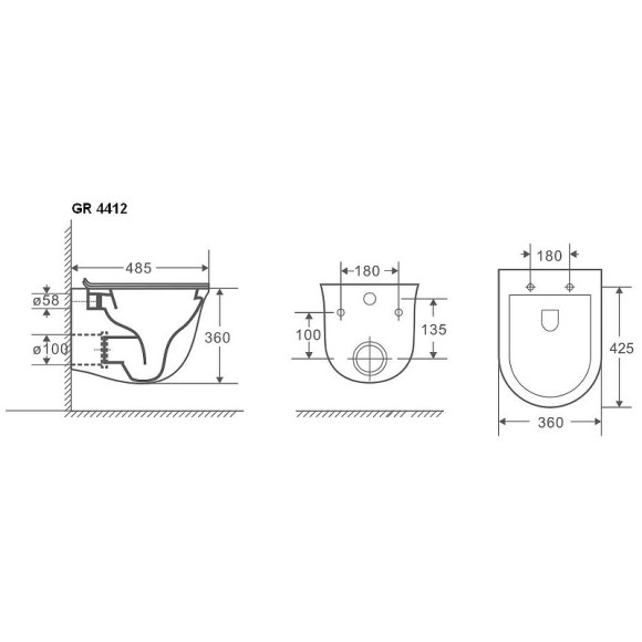 Унитаз Grossman GR-4412BMS подвесной Черный матовый с сиденьем Микролифт Унитаз Grossman GR-4412BMS подвесной Черный матовый с сиденьем Микролифт
