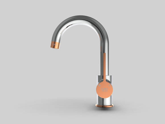 Смеситель для раковины GPD Gildo MTL165-K-R Хром Розовое золото