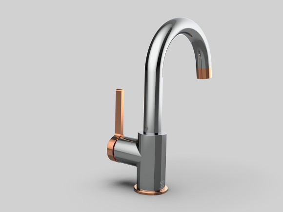 Смеситель для раковины GPD Gildo MTL165-K-R Хром Розовое золото