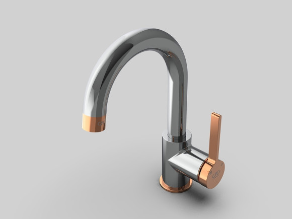 Смеситель для раковины GPD Gildo MTL165-K-R Хром Розовое золото