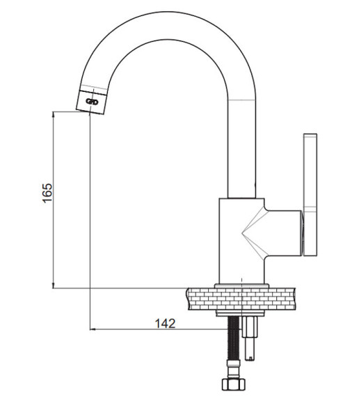 Смеситель для раковины GPD Gildo MTL165-K-R Хром Розовое золото