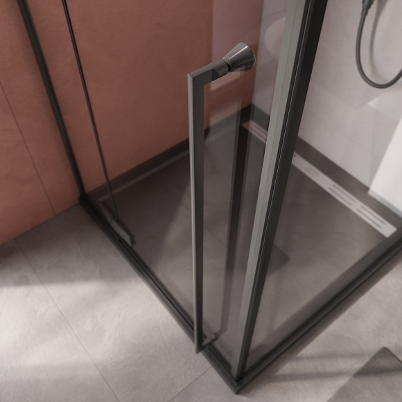 Душевой уголок Cezares Liner 90x90 L LINER-A-1-90-C-NERO-L профиль Черный матовый стекло прозрачное