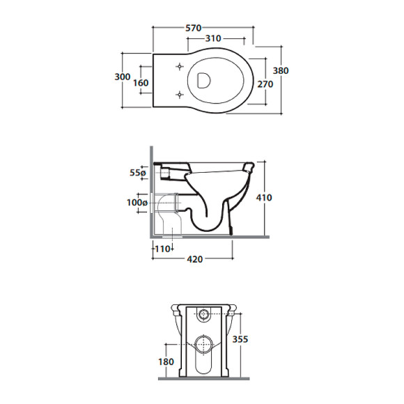 Унитаз Globo Paestum PA025.BI приставной без сиденья Унитаз Globo Paestum PA025.BI приставной без сиденья