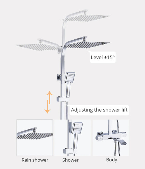 Душевая система Gappo G07 G2407-40 с термостатом Хром
