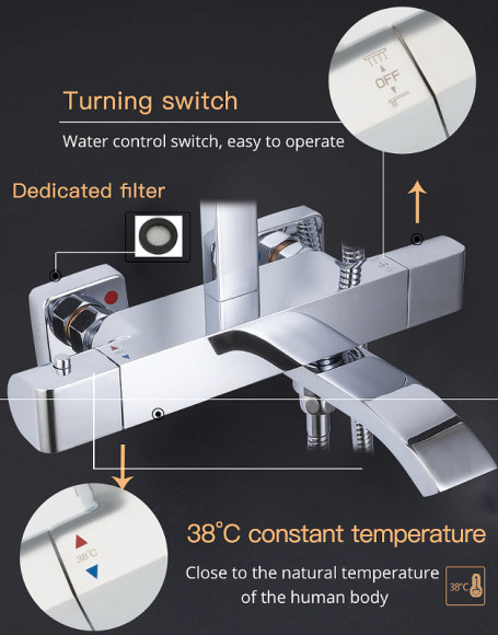 Душевая система Gappo G07 G2407-40 с термостатом Хром