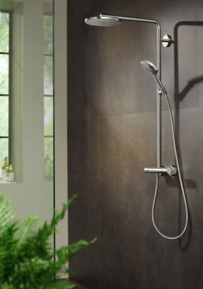Душевая система Hansgrohe Raindance Select S Showerpipe 27633670 с термостатом Черная матовая