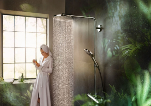 Душевая система Hansgrohe Raindance Select S Showerpipe 27633670 с термостатом Черная матовая