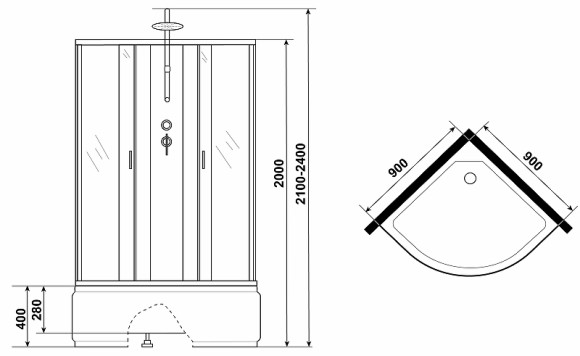 Душевая кабина Niagara Classic 90х90 NG-6708-14BKTG с гидромассажем