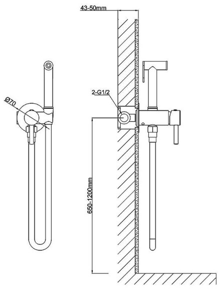 Гигиенический душ со смесителем Vincea VHFW-101MB Черный матовый
