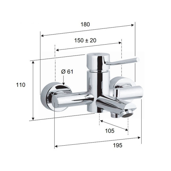 Смеситель для ванны Remer Minimal N052 Хром Смеситель для ванны Remer Minimal N052 Хром