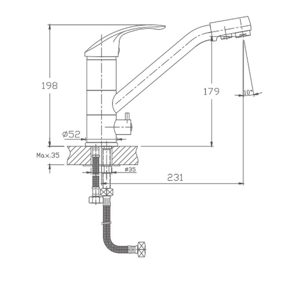 Смеситель для кухни Haiba HB4321-5 Сатин Смеситель для кухни Haiba HB4321-5 Сатин