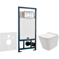 Комплект унитаза AQUAme AQM2004 с сиденьем Микролифт и инсталляцией WeltWasser WW Marberg 507 10000005949+10000005953 с клавишей смыва Хром глянцевый