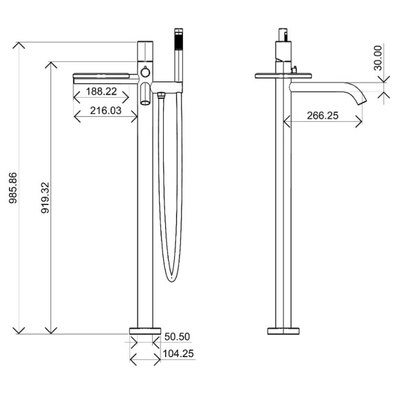 Смеситель для ванны Boheme Stick 129-NB.4 Никель