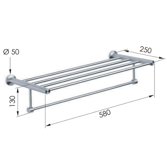 Полка для полотенец Remer Minimal Mi70INOXCR Нержавеющая сталь