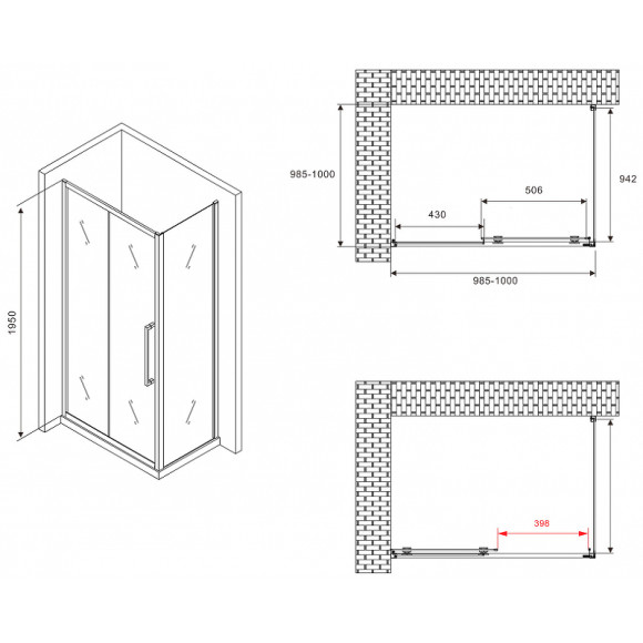 Душевой уголок Abber Schwarzer Diamant 100x100 AG30100BMH-S100BM профиль Черный стекло матовое Душевой уголок Abber Schwarzer Diamant 100x100 AG30100BMH-S100BM профиль Черный стекло матовое