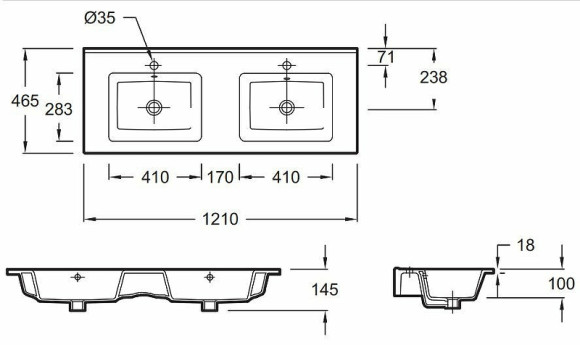 Раковина Jacob Delafon Ola 120 EXVA112-00 двойная Белая