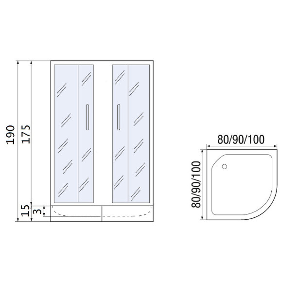 Душевой уголок River Don Light 80x80 MT 10000008312 с поддоном