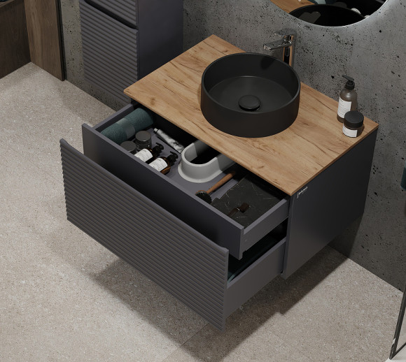 Тумба под раковину Jorno Cossety 80 Coss.01.80/P/A-DZ/JR подвесная Антрацит Тумба под раковину Jorno Cossety 80 Coss.01.80/P/A-DZ/JR подвесная Антрацит