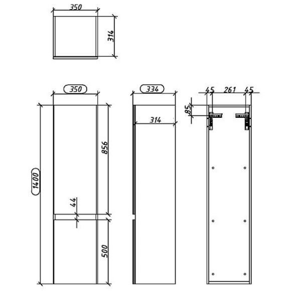 Шкаф пенал Caprigo Forte 35 R 36150R-SF028 подвесной Серый матовый Шкаф пенал Caprigo Forte 35 R 36150R-SF028 подвесной Серый матовый