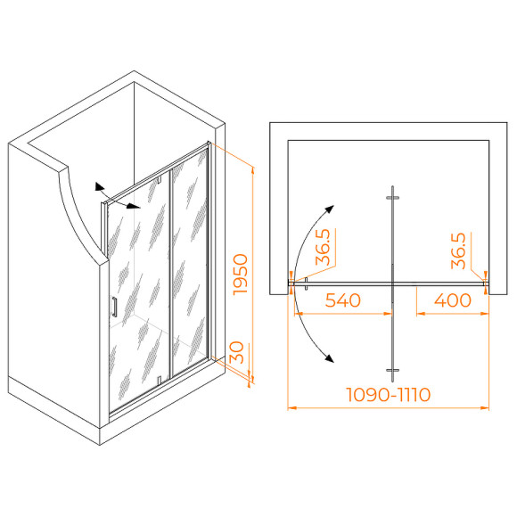 Душевая дверь RGW Leipzig LE-103 110 711210311-11 профиль Хром стекло прозрачное