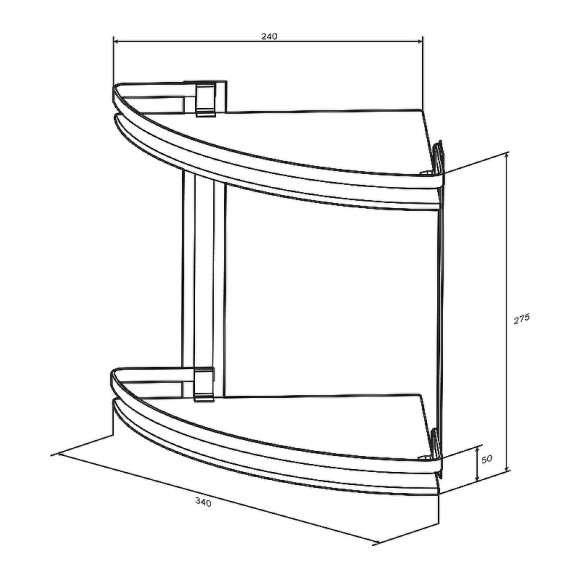 Стеклянная полка AM.PM Sense L A7456200 угловая Серебристая Стеклянная полка AM.PM Sense L A7456200 угловая Серебристая