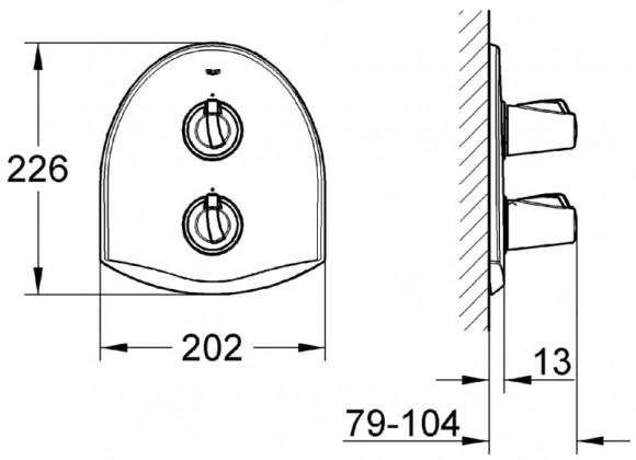 Смеситель для душа Grohe Chiara 19159RR0 с термостатом Велюровый хром