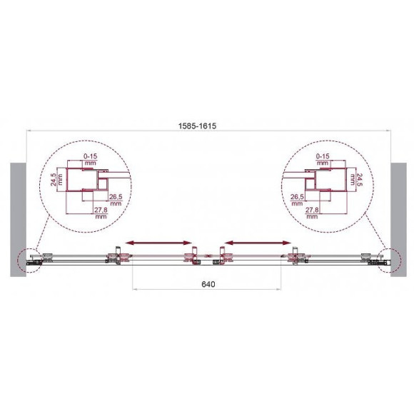Душевая дверь BelBagno Luce 160 LUCE-BF-2-160-C-Cr профиль Хром стекло прозрачное