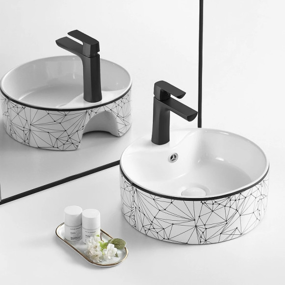 Раковина-чаша Point Виктория 41 PN43065WB Белая с чёрным Раковина-чаша Point Виктория 41 PN43065WB Белая с чёрным