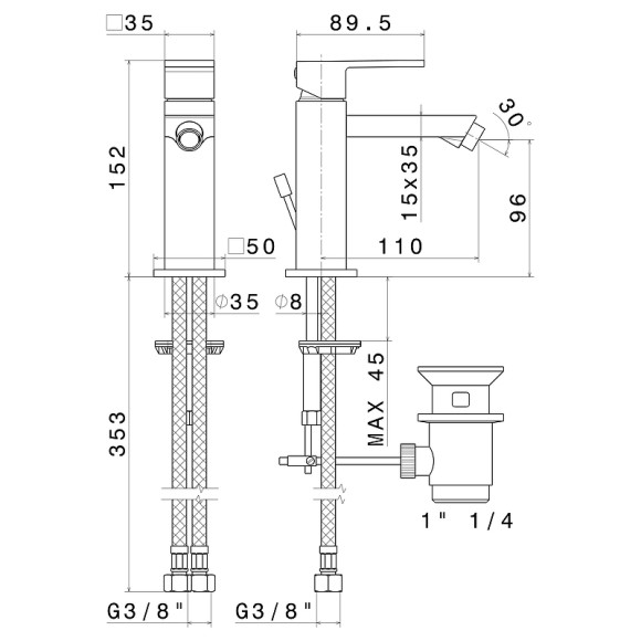 Смеситель для биде Kerama Marazzi Futura 66425KM.01.093 Черный матовый Смеситель для биде Kerama Marazzi Futura 66425KM.01.093 Черный матовый