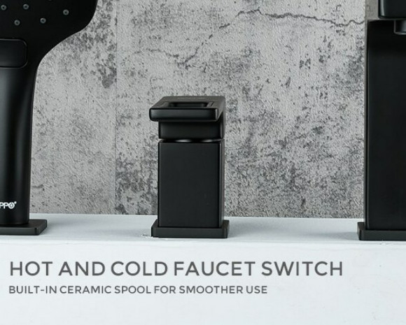 Смеситель на борт ванны Gappo G17-6 G1117-6 Черный матовый Смеситель на борт ванны Gappo G17-6 G1117-6 Черный матовый