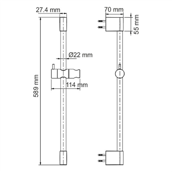 Душевая штанга WasserKRAFT Glan  A191 Черная глянцевая Душевая штанга WasserKRAFT Glan  A191 Черная глянцевая