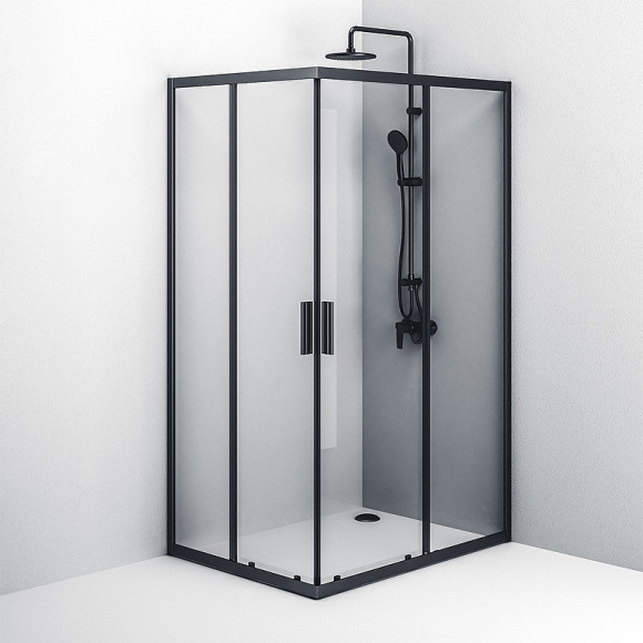 Душевой уголок AM.PM Gem S 120х90 W93G-404-120290-BT профиль Черный матовый стекло прозрачное Душевой уголок AM.PM Gem S 120х90 W93G-404-120290-BT профиль Черный матовый стекло прозрачное