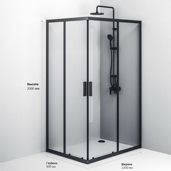 Душевой уголок AM.PM Gem S 120х90 W93G-404-120290-BT профиль Черный матовый стекло прозрачное Душевой уголок AM.PM Gem S 120х90 W93G-404-120290-BT профиль Черный матовый стекло прозрачное