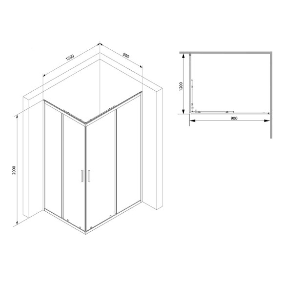 Душевой уголок AM.PM Gem S 120х90 W93G-404-120290-BT профиль Черный матовый стекло прозрачное Душевой уголок AM.PM Gem S 120х90 W93G-404-120290-BT профиль Черный матовый стекло прозрачное