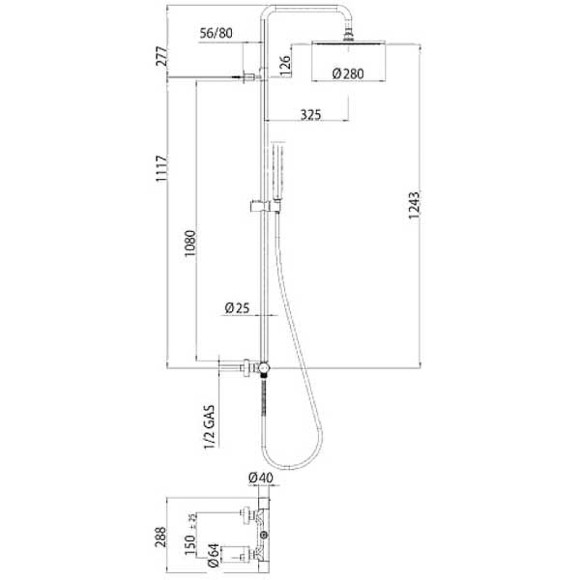 Душевая система Bossini Cosmo L10092.073 Черная матовая Душевая система Bossini Cosmo L10092.073 Черная матовая