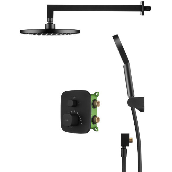 Душевая система Swedbe Platta 5564B с термостатом Черная матовая Душевая система Swedbe Platta 5564B с термостатом Черная матовая