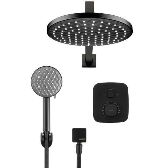 Душевая система Swedbe Platta 5564B с термостатом Черная матовая Душевая система Swedbe Platta 5564B с термостатом Черная матовая