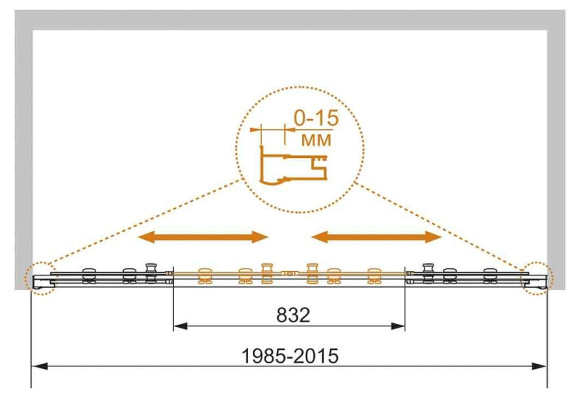 Душевая дверь Cezares Pratico 200 PRATICO-BF-2-200-C-Cr профиль Хром стекло прозрачное