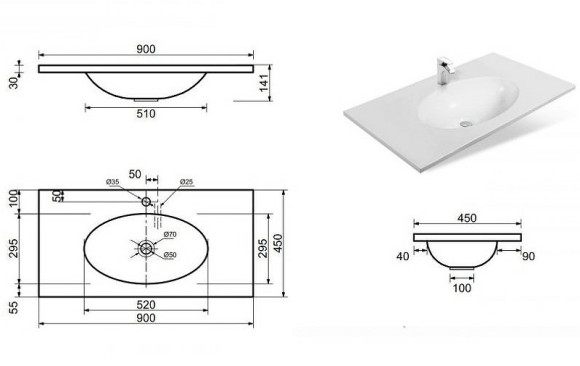 Раковина Эстет Вегас 90 ФР-00000780 Белая Раковина Эстет Вегас 90 ФР-00000780 Белая