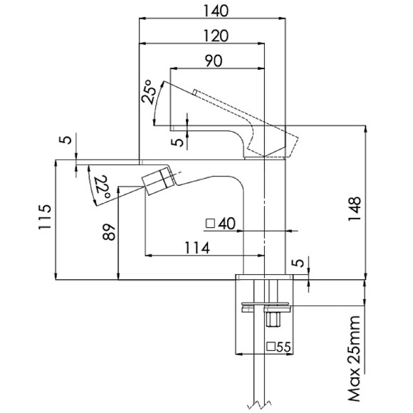 Смеситель для биде Remer Absolute AU22CFP Черный брашированный хром Смеситель для биде Remer Absolute AU22CFP Черный брашированный хром