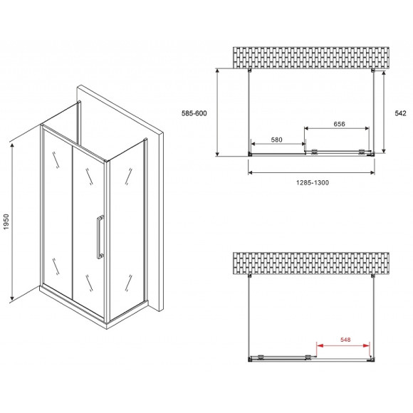 Душевой уголок Abber Schwarzer Diamant 130x60 AG30130H-S60-S60 профиль Хром стекло прозрачное Душевой уголок Abber Schwarzer Diamant 130x60 AG30130H-S60-S60 профиль Хром стекло прозрачное