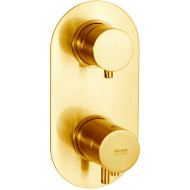 Смеситель для душа Remer Minimal Thermo NT93KBBG с термостатом Золото брашированное Смеситель для душа Remer Minimal Thermo NT93KBBG с термостатом Золото брашированное