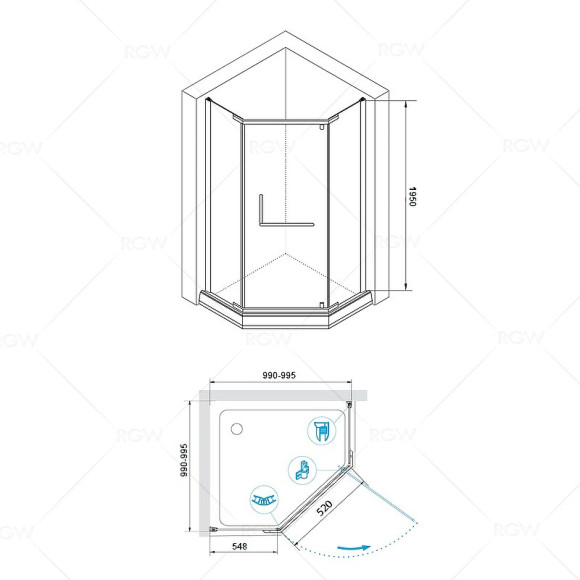 Душевой уголок RGW Hotel HO-081 100х100 350608100-21 профиль Хром стекло матовое-сатинат Душевой уголок RGW Hotel HO-081 100х100 350608100-21 профиль Хром стекло матовое-сатинат
