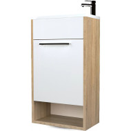 Тумба с раковиной 1MarKa Lira 40П R У85919 подвесная Дуб сонома Белый глянец