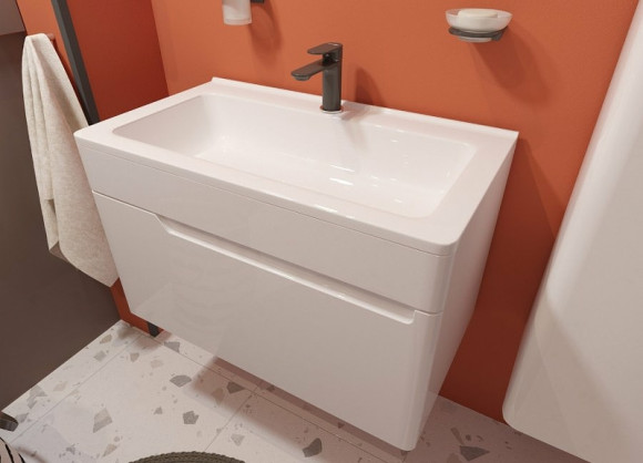 Тумба с раковиной Эстет Kare Luxe 80 ФР-00005718 подвесная Белая