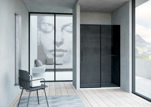 Душевая дверь Vincea Slim Soft 120 VDS-1SS120CGB профиль Черный стекло тонированное