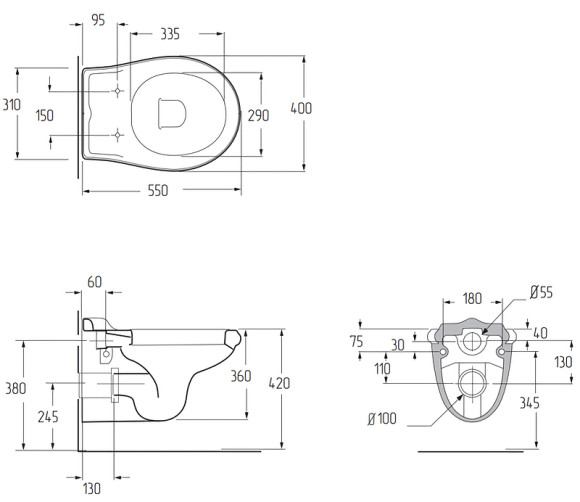Унитаз Migliore Impero 20796 подвесной без сиденья Унитаз Migliore Impero 20796 подвесной без сиденья