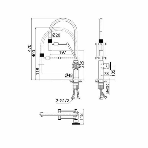 Смеситель для кухни Iddis Grange GRABNFLi05 Сатин Смеситель для кухни Iddis Grange GRABNFLi05 Сатин