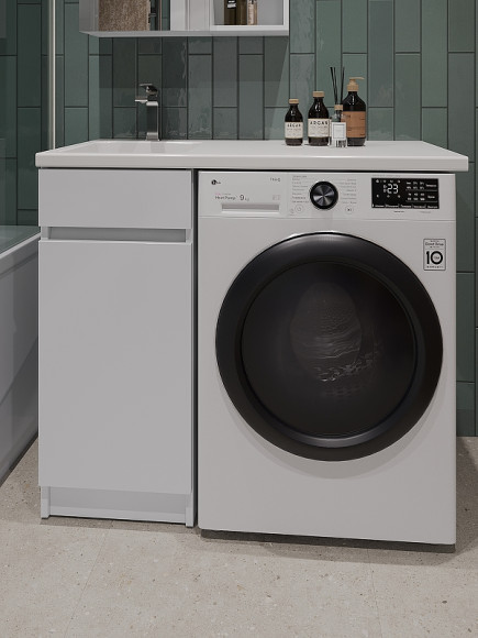 Тумба с раковиной Orange Sistema 100 L STK-40TUW+RAL с бельевой корзиной Белая Тумба с раковиной Orange Sistema 100 L STK-40TUW+RAL с бельевой корзиной Белая